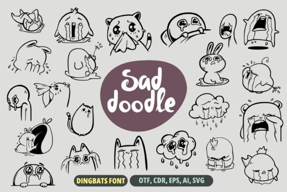 Sad Doodle Dingbats Font By onoborgol