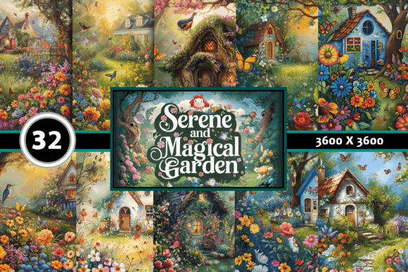 Serene and Magical Garden Graphic Backgrounds By CreativeDesigner