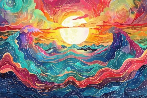 Vibrant Sunset Waves Graphic Backgrounds By Sun Sublimation