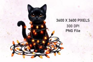 Watercolor Black Cat Png Clipart Bundle Afbeelding Afdrukbare Illustraties Door ChloeArtShop 5