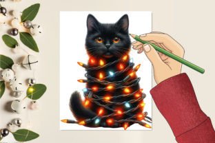 Watercolor Black Cat Png Clipart Bundle Afbeelding Afdrukbare Illustraties Door ChloeArtShop 6