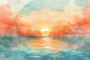 Watercolor Sunset Gráfico Fondos Por Sun Sublimation