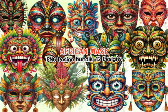 African Mask Clipart PNG Gráfico Ilustraciones Imprimibles Por Big Daddy