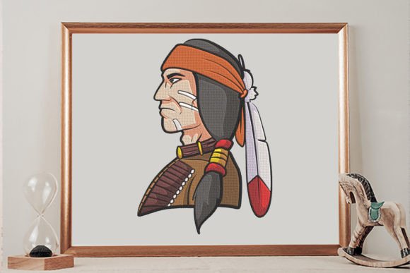 Apache Man North America Embroidery Design By wick john