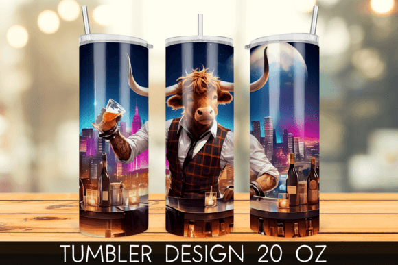 Bartender Highland Cow Tumbler Wrap Graphic Print Templates By mragjaza