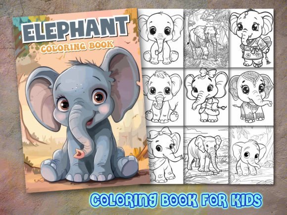 Elephant Coloring Pages and Coloring Boo Graphic Coloring Pages & Books By KDP GURU