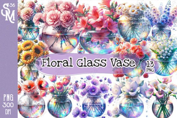 Floral Glass Vase Clipart PNG Graphics Gráfico Ilustraciones Imprimibles Por StevenMunoz56