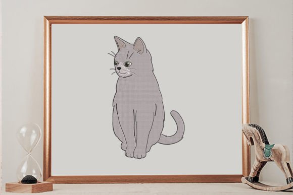 Gray Cat Gatos Design de Bordado Por wick john