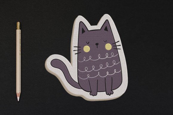 Gray Cat Gatos Diseño de Bordado Por wick john