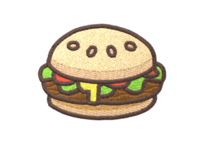 Hamburger Food & Dining Embroidery Design By Scrappy Remnants