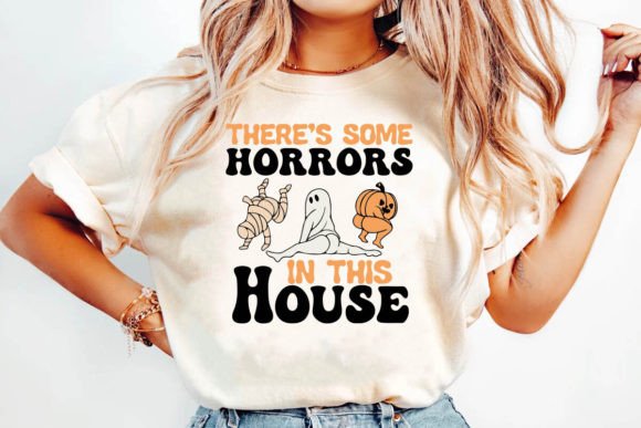 Horror House SVG Retro Ghost Pumpkin PNG Gráfico Diseños de Camisetas Por SVG Design Art