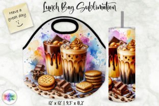 Iced Coffee Lunch Bag and Tumbler Wrap Illustration Artisanat Par Designs by Ira 1