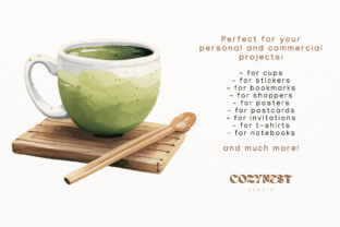 Matcha Watercolor Cliparts Green Tea PNG Graphic AI Transparent PNGs By CozyNest Studio 3