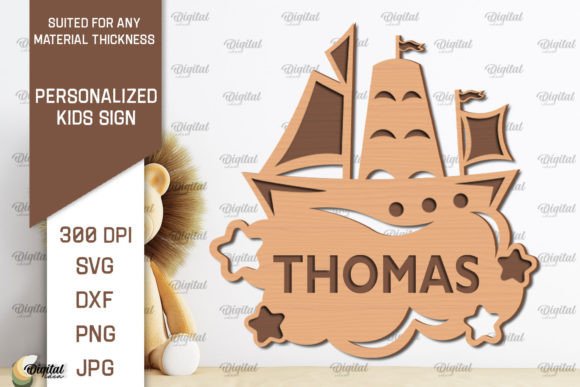 Personalized Kids Sign Laser Cut Graphic 3D SVG By Digital Idea