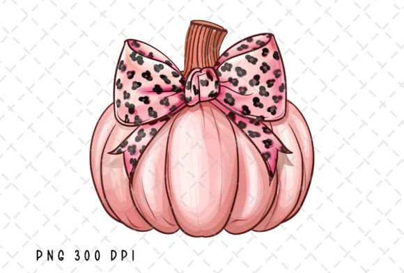 Pink Leopard Coquette Bow Pumpkin PNG Gráfico Ilustraciones Imprimibles Por Flora Co Studio