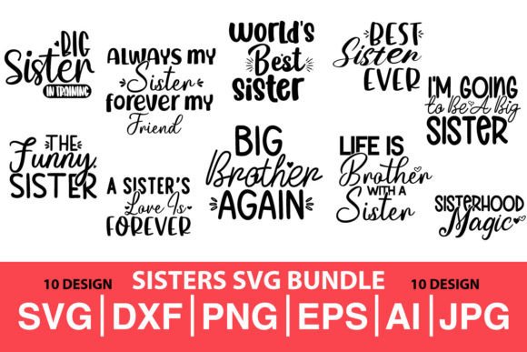 Sisters SVG Bundle Gráfico Manualidades Por MegaSVGArt