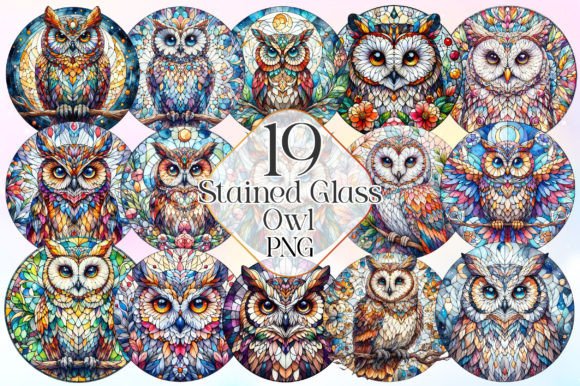 Stained Glass Owl Sublimation Graphic Illustrations By LiustoreCraft