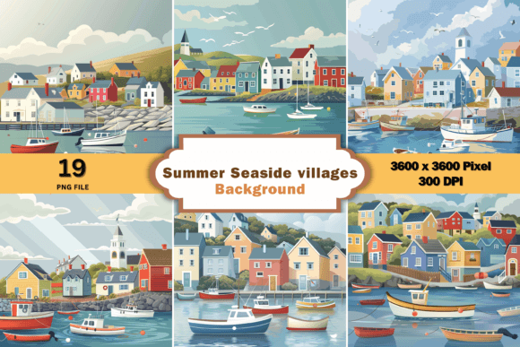 Summer Seaside Villages Background Graphic Backgrounds By Aamo