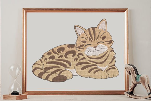 Tabby Cat Cats Embroidery Design By wick john