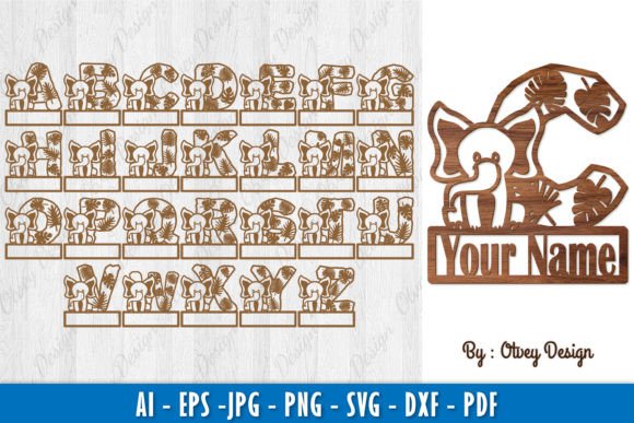Alphabet Animals Name Lasercut Graphic Crafts By Otvey Design