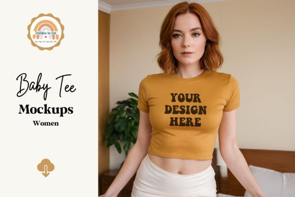 Baby Tee Women Crop Top Graphic Product Mockups By printablesbyashi