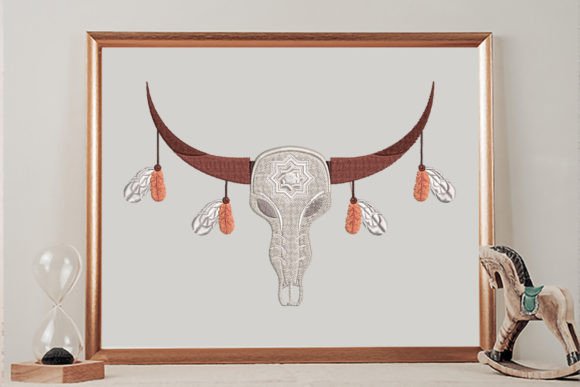 Bull Skull Boho North America Embroidery Design By wick john