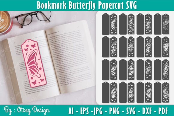 Butterfly Layered Bookmark SVG BUNDLE Grafik Plotterdateien Von Otvey Design