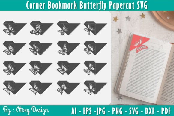 Cornar Bookmark Butterfly SVG Graphic Crafts By Otvey Design