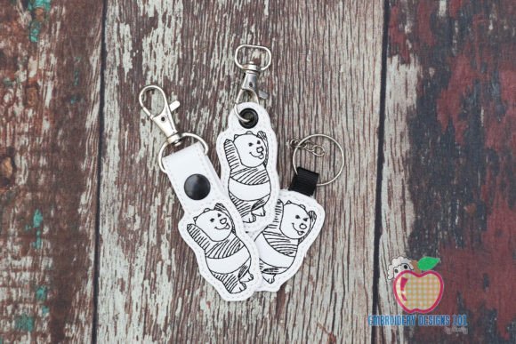 Cute Happy Panda Keyfob Keychain ITH Wilde Tiere Stickereidesign Von embroiderydesigns101