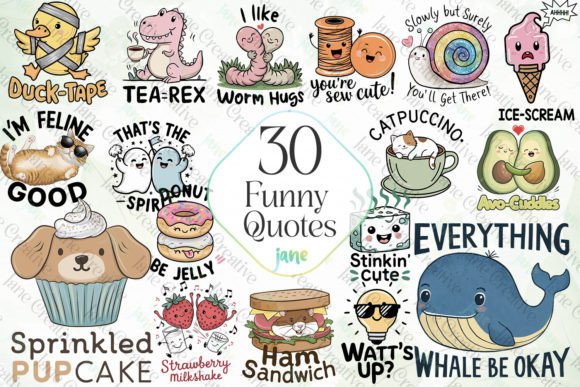 Funny Quotes Sublimation Clipart Graphic Illustrations By JaneCreative