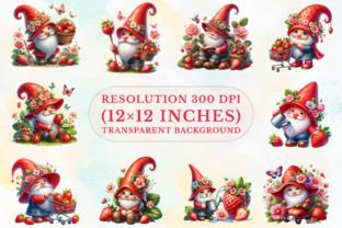 Gnome Clipart, Strawberry Gnomes Png Gráfico Ilustraciones Imprimibles Por RobertsArt 2