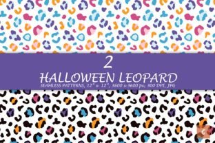 Halloween Leopard Seamless Pattern Jpg Illustration Modèles de Papier Par TityDesign 1