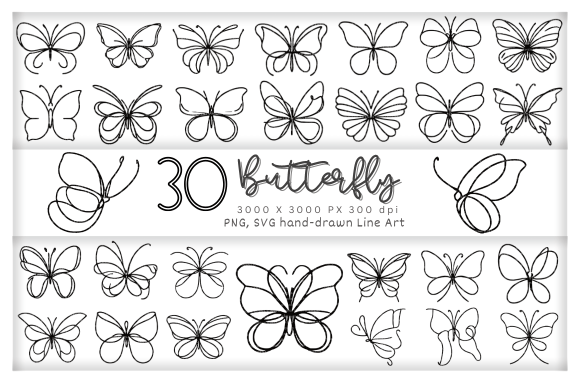 Hand-drawn Line Art Butterfly SVG Graphic AI Illustrations By Emena's Inspo