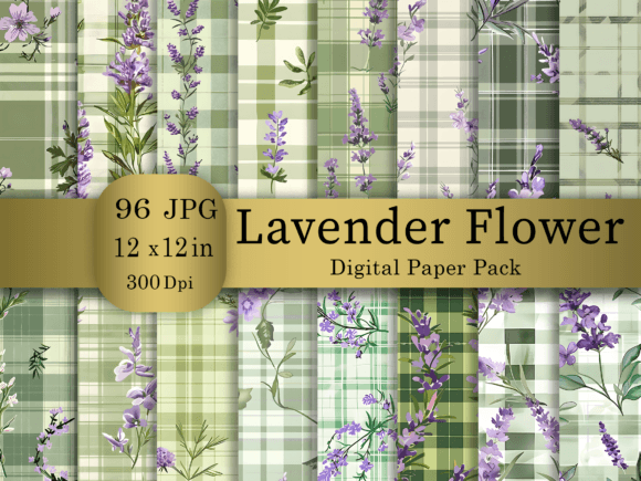 Lavender Flower Digital Paper Bundle Illustration Modèles de Papier Par Art.X
