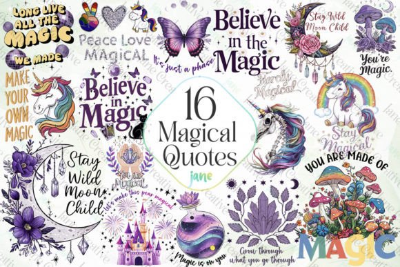Magical Quotes Sublimation Clipart Gráfico Ilustrações para Impressão Por JaneCreative