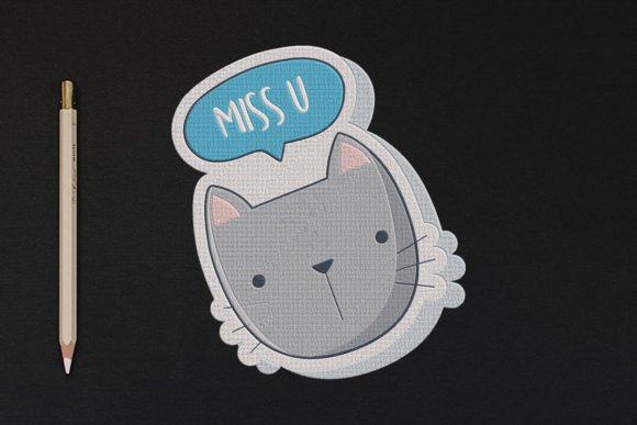 Miss U Cat Cats Embroidery Design By wick john