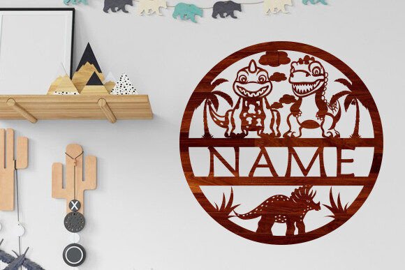 Nursery Dinosaur Name Sign Laser Cut Svg Graphic 3D SVG By Art Hub