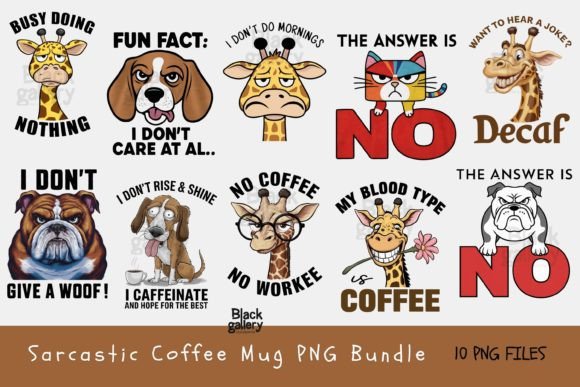 Sarcastic Coffee Mug PNG Bundle Graphic Crafts By hossenroni