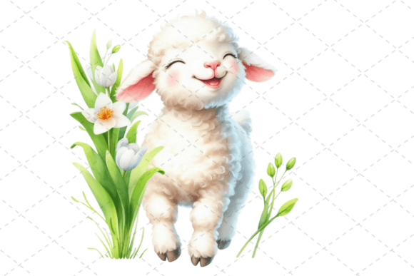 SpringLambJoy Watercolor Clipart Graphic Illustrations By Design Store
