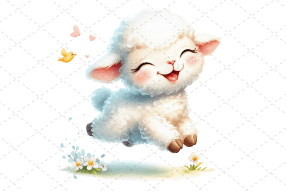 SpringLambJoy Watercolor Clipart Graphic Illustrations By Design Store