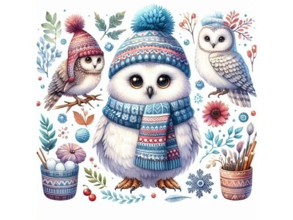T-shirt Graphicscute Snowy Owl, Illustra Graphic AI Illustrations By A.I Illustration and Graphics