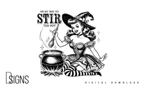 Vintage Drawing Witch Girl Halloween Png Graphic T-shirt Designs By DSIGNS
