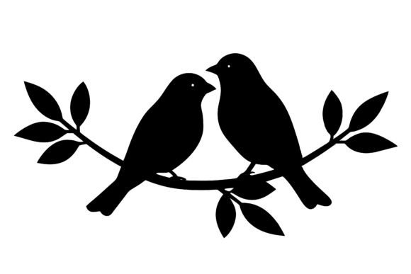 Bird Silhouette on Branch Vector Graphic Illustrations By SKShagor Barmon