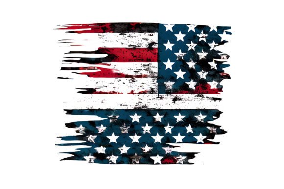 4th of July Distressed American Flag Grafika Ilustracje do Druku Przez BDB_Graphics