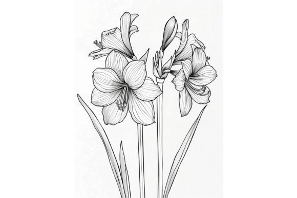 Amaryllis Flower Coloring Page Graphic Coloring Pages & Books Adults By Forhadx5