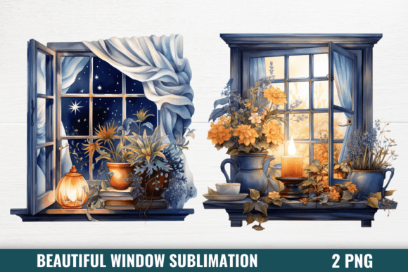 Beautiful Window Sublimation Clipart Graphic Illustrations By CraftArt