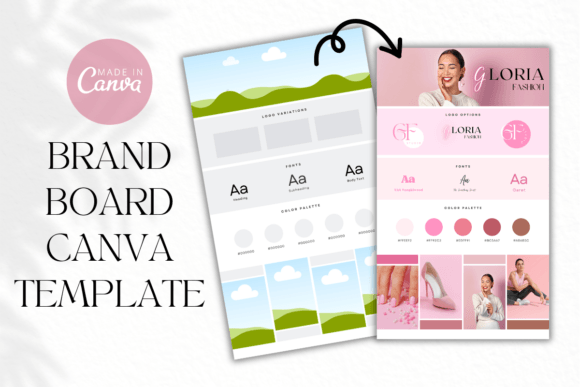 Brand Board Canva Template, Branding Kit Graphic Print Templates By Grow Your Biz