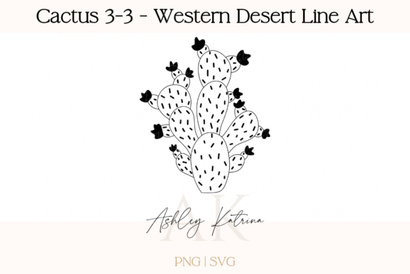 Cactus 3-3 - Western Desert Line Art Graphic Illustrations By AshleyKatrina