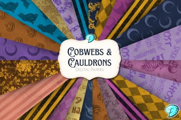 Cobwebs and Cauldrons Digital Papers Graphic Backgrounds By Emily Designs