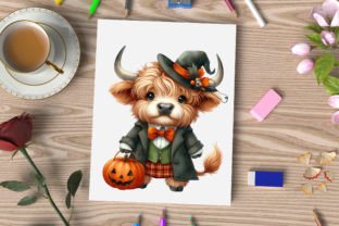 Cute Halloween Highland Cow Clipart Graphic Illustrations By CraftArtStudio 2